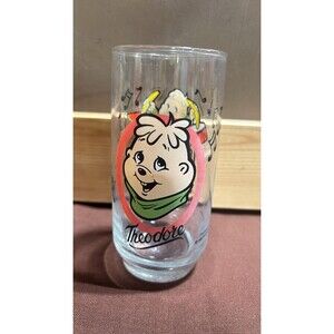 Vintage 1985  Alvin and The Chipmucks  6 inch Drink Glass Hardee's Theodore